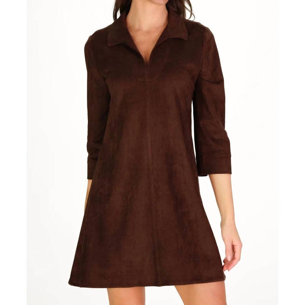 NEW DUFFIELD LANE victoria dress in chicory suede